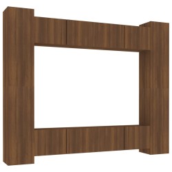 vidaXL Set Mobili Porta TV 8pz Rovere Marrone in Legno Ingegnerizzato