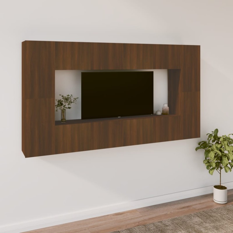 vidaXL Set Mobili Porta TV 8pz Rovere Marrone in Legno Ingegnerizzato