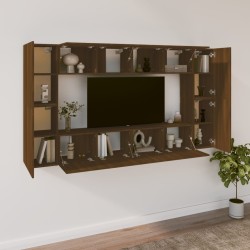 vidaXL Set Mobili Porta TV 8pz Rovere Marrone in Legno Ingegnerizzato