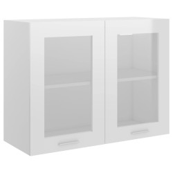 vidaXL Armadio Sospeso con Vetro Bianco 80x31x60 cm Legno ingegnerizzato