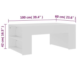 Tavolino da Salotto Bianco 100x60x42 cm in Legno Ingegnerizzato