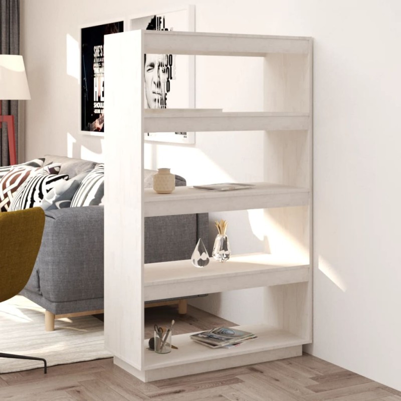 vidaXL Libreria/Divisorio Bianco 80x35x135 cm Legno Massello di Pino