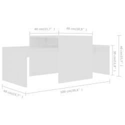 vidaXL Tavolino da Salotto Bianco 100x48x40 cm in Legno Ingegnerizzato