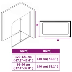 vidaXL Box Doccia Pieghevole a Libro 2 Pannelli in ESG 120x140 cm