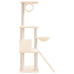 vidaXL Albero per Gatti con Tiragraffi in Sisal Crema 131 cm