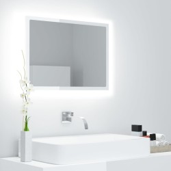 vidaXL Specchio da Bagno LED Bianco Lucido 60x8,5x37 cm in Acrilico