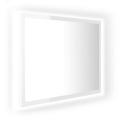 vidaXL Specchio da Bagno LED Bianco Lucido 60x8,5x37 cm in Acrilico