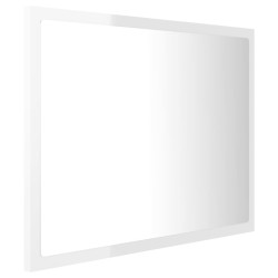 vidaXL Specchio da Bagno LED Bianco Lucido 60x8,5x37 cm in Acrilico