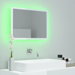 vidaXL Specchio da Bagno LED Bianco Lucido 60x8,5x37 cm in Acrilico