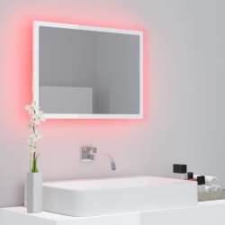 vidaXL Specchio da Bagno LED Bianco Lucido 60x8,5x37 cm in Acrilico