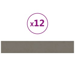 Pannelli Murali 12 pz Grigio Chiaro 90x15 cm Velluto 1,62 m²