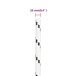 vidaXL Corda Intrecciata per Barca Bianca 10 mm x 25 m Poliestere