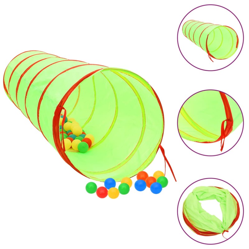 vidaXL Tunnel da Gioco per Bambini 250 Palline Verde 175 cm Poliestere