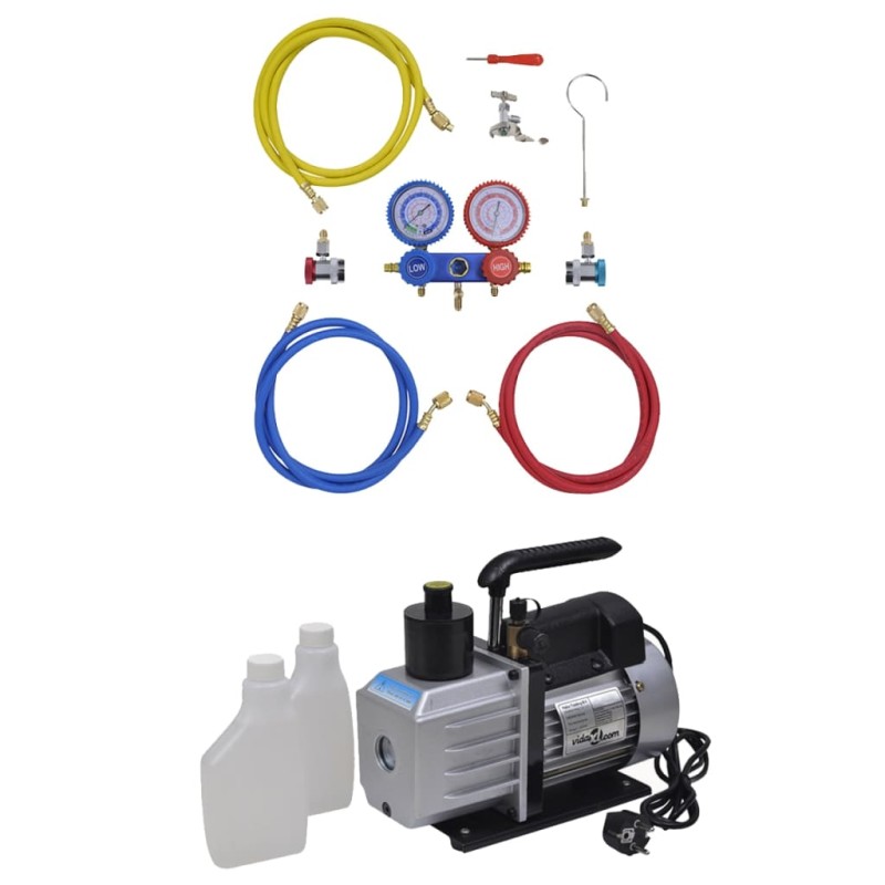 Kit Pompa di Aspirazione 50 L/min con Manometro a 2 Vie