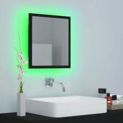 vidaXL Specchio da Bagno a LED Nero 40x8,5x37 cm in Acrilico