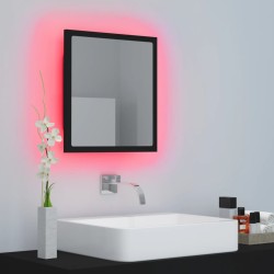 vidaXL Specchio da Bagno a LED Nero 40x8,5x37 cm in Acrilico