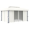 Gazebo con Tende 4x3 cm Bianco Crema Alluminio