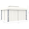 Gazebo con Tende 4x3 cm Bianco Crema Alluminio