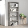 vidaXL Libreria a 5 Ripiani Grigio Cemento 80x30x189 cm in Truciolato