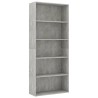 vidaXL Libreria a 5 Ripiani Grigio Cemento 80x30x189 cm in Truciolato