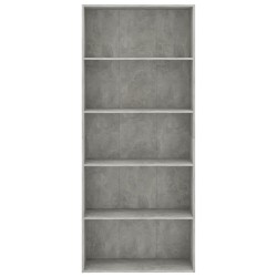 vidaXL Libreria a 5 Ripiani Grigio Cemento 80x30x189 cm in Truciolato