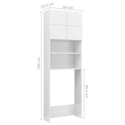 vidaXL Mobile per Lavatrice Bianco Lucido 64x25,5x190 cm