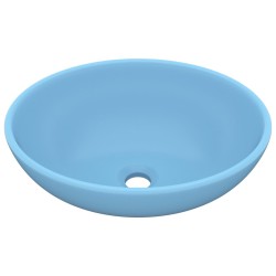 vidaXL Lavandino Lusso Ovale Azzurro Opaco 40x33 cm in Ceramica