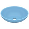 vidaXL Lavandino Lusso Ovale Azzurro Opaco 40x33 cm in Ceramica