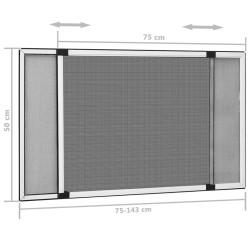 vidaXL Zanzariera Allungabile per Finestre Bianca (75-143)x50 cm