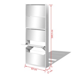 vidaXL Scarpiera 5 Strati a Specchio Bianca 63x17x169,5 cm