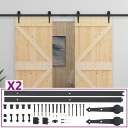 vidaXL Porta Scorrevole con Set Hardware 90x210 cm in Legno di Pino