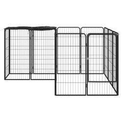 vidaXL Box Cani 14 Pannelli Nero 50x100 cm Acciaio Verniciato Polvere