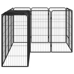 vidaXL Box Cani 14 Pannelli Nero 50x100 cm Acciaio Verniciato Polvere