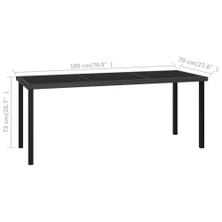 vidaXL Tavolo da Pranzo da Giardino Nero 180x70x73 cm in Polyrattan