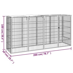 vidaXL Box Cani 10 Pannelli Nero 50x100 cm Acciaio Verniciato Polvere