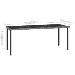 vidaXL Tavolo da Pranzo da Giardino Grigio 180x70x73 cm in Polyrattan