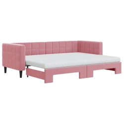 vidaXL Divano Letto Estraibile con Materassi Rosa 80x200 cm Velluto