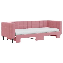 vidaXL Divano Letto Estraibile con Materassi Rosa 80x200 cm Velluto