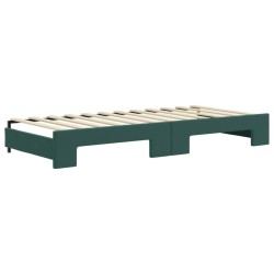 vidaXL Divano Letto Estraibile Materassi Verde Scuro 90x200 Velluto