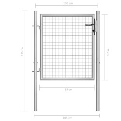 Cancello per Giardino in Acciaio Zincato 105x125cm Argento