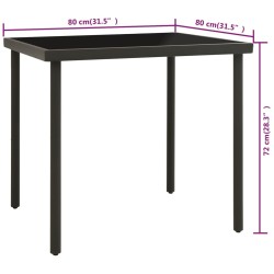 vidaXL Tavolo da Pranzo per Esterni Antracite 80x80x72cm Vetro Acciaio