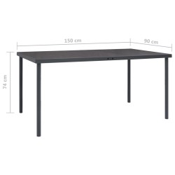 vidaXL Tavolo da Pranzo per Esterni Antracite 150x90x74 cm in Acciaio