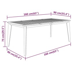 vidaXL Tavolo da Giardino 160x90x75 cm Legno Massello Di Acacia