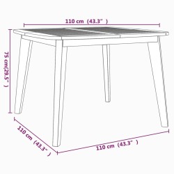 vidaXL Tavolo da Giardino 110x110x75 cm Legno Massello Di Acacia