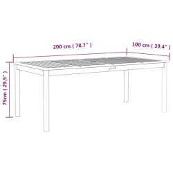 vidaXL Tavolo da Giardino Grigio 200x100x75cm Legno Massello di Acacia