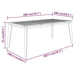 vidaXL Tavolo da Giardino 200x100x75 cm Legno Massello di Acacia