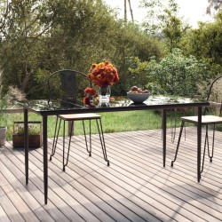 vidaXL Tavolo Pranzo Giardino Nero 160x80x74 Acciaio e Vetro Temperato