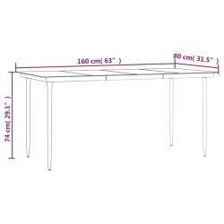 vidaXL Tavolo Pranzo Giardino Nero 160x80x74 Acciaio e Vetro Temperato