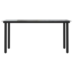 vidaXL Tavolo Pranzo Giardino Nero 160x80x74 Acciaio e Vetro Temperato