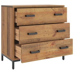 Cassettiera 75x35x70 cm Legno Massello di Pino Riciclato